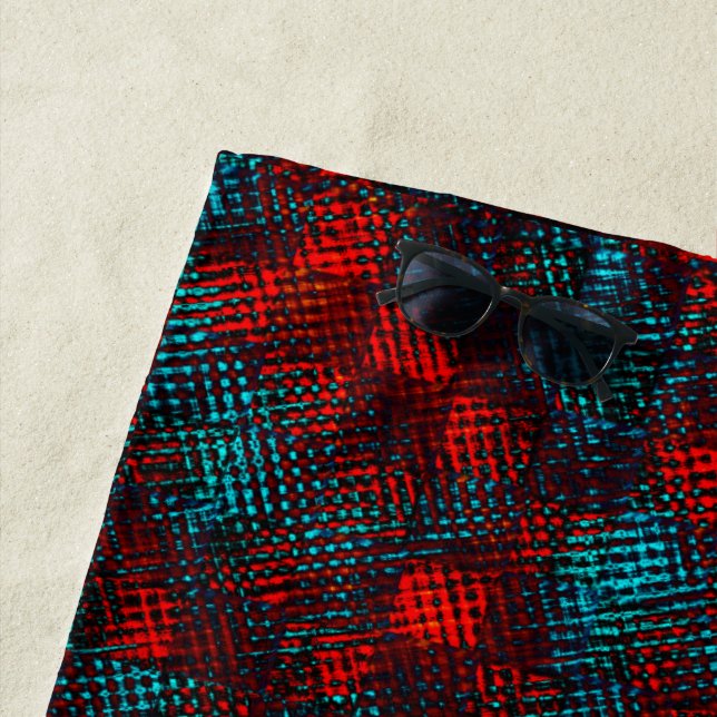 Toalla De Playa Rascado cuadrado rojo y azul claro (In situ)