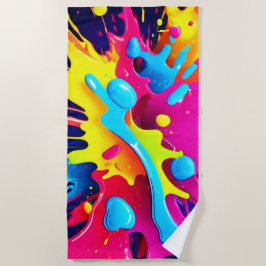 Toalla De Playa Rasgos de pintura fluorescente dinámica