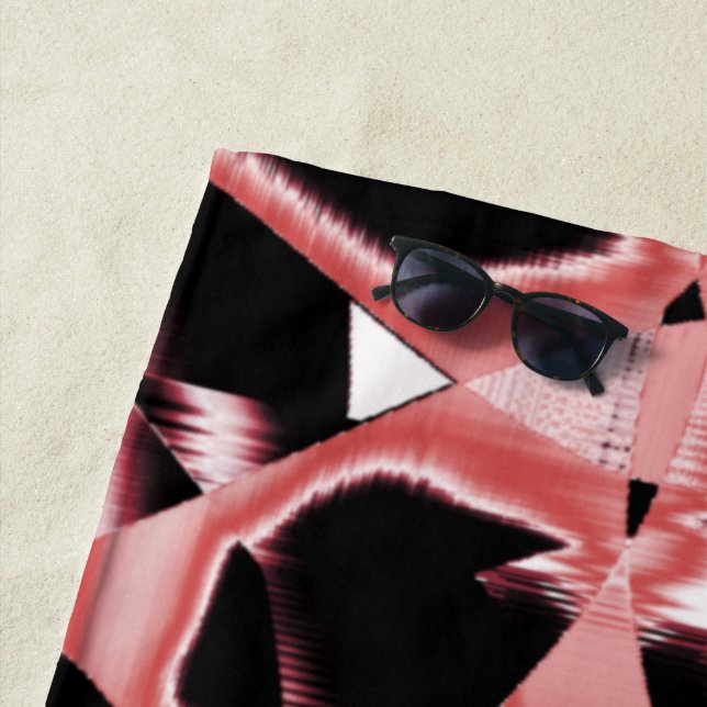 Toalla De Playa Raspones negros y salmón, cintas destruidas en bla (In situ)