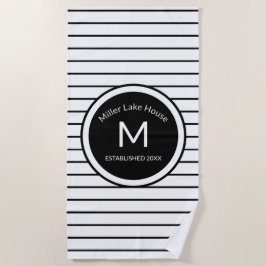 Toalla de playa rayada blanco y negro con