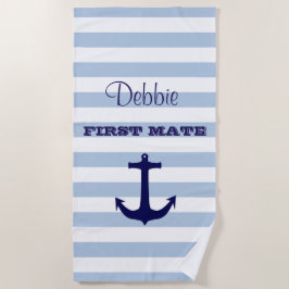 Toalla de playa rayada personalizada First Mate