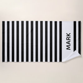 Toalla De Playa Rayado blanco y negro personalizado