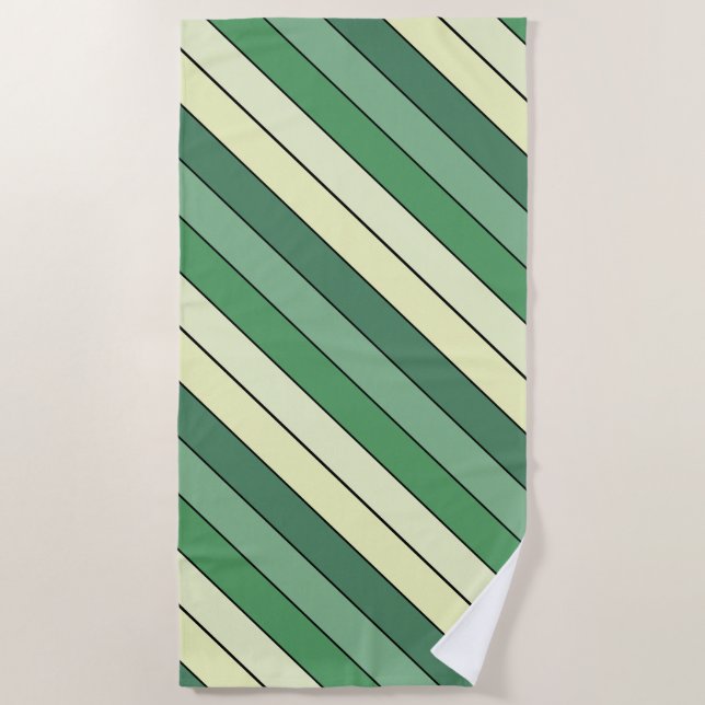 Toalla De Playa Rayas Amarillas Verdes De Invierno Sobre Papel Acu (Anverso)