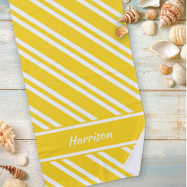 Toalla De Playa Rayas amarillas y blancas personalizadas Sunshine