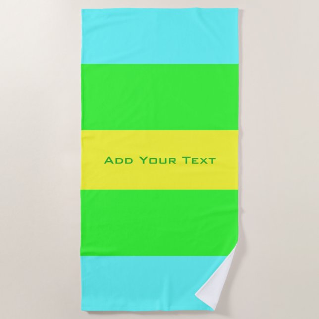 Toalla De Playa Rayas anchas amarillas, verdes y azules de Shirley (Anverso)