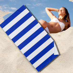 Toalla De Playa Rayas azules primarias de verano brillante de moda