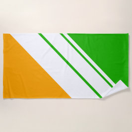 Toalla De Playa Rayas blancas diagonales de limón limón brillante 