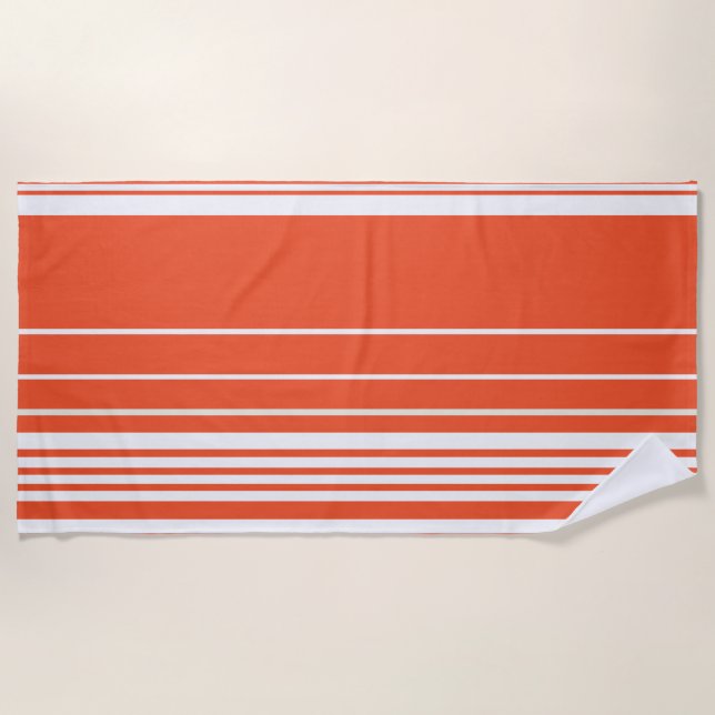 Toalla De Playa Rayas complejas - Naranja y blanco (Anverso)