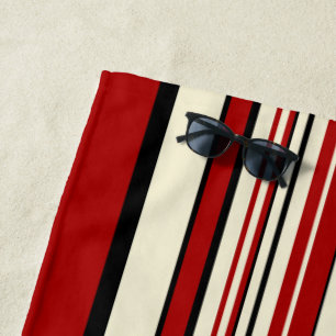 Toalla De Playa Rayas complejas - rojo y crema