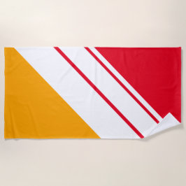 Toalla De Playa Rayas de Carreras blanca amarilla roja brillante y