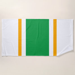Toalla De Playa Rayas de Carreras blanca amarilla verde brillante 