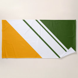 Toalla De Playa Rayas de Carreras blanca verde del bosque amarillo