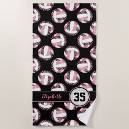 Toalla De Playa rayas de cebra chicas deportivos de color rosa sal