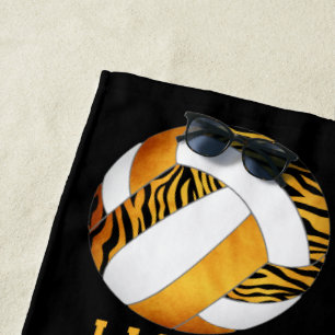 Toalla De Playa rayas de cebra naranja de oro voleibol personaliza