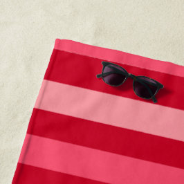 Toalla De Playa Rayas de San Valentín de rojo y rosa