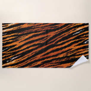 Toalla De Playa Rayas de tigre naranja y negro Estampado de animal