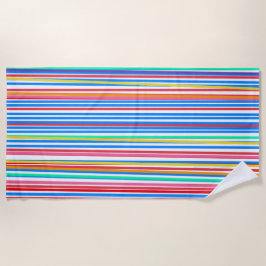 Toalla De Playa Rayas de verano rojo azul amarillo