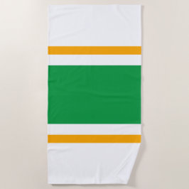 Toalla De Playa Rayas Deportivas Verde Naranja Blanco Brillante