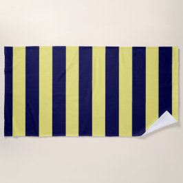 Toalla De Playa Rayas en azul marino y amarillo