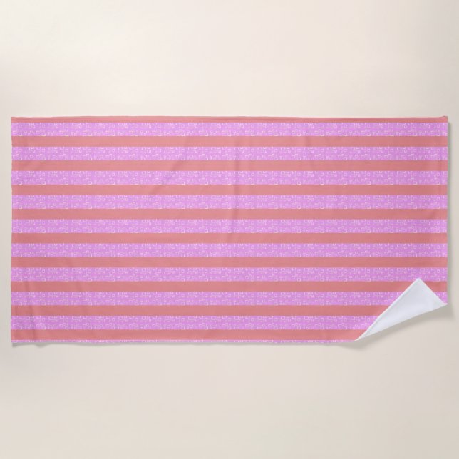 Toalla De Playa Rayas geométricas rosadas chic Geostripes  (Anverso)