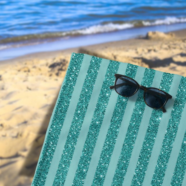Toalla De Playa Rayas Horizontales de Estilo Brillo Verde Turquesa (Subido por el creador)