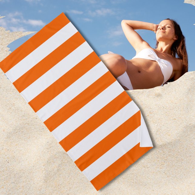 Toalla De Playa Rayas horizontales de Naranja caliente de verano b (Subido por el creador)