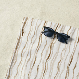 Toalla De Playa Rayas Marrones Crema