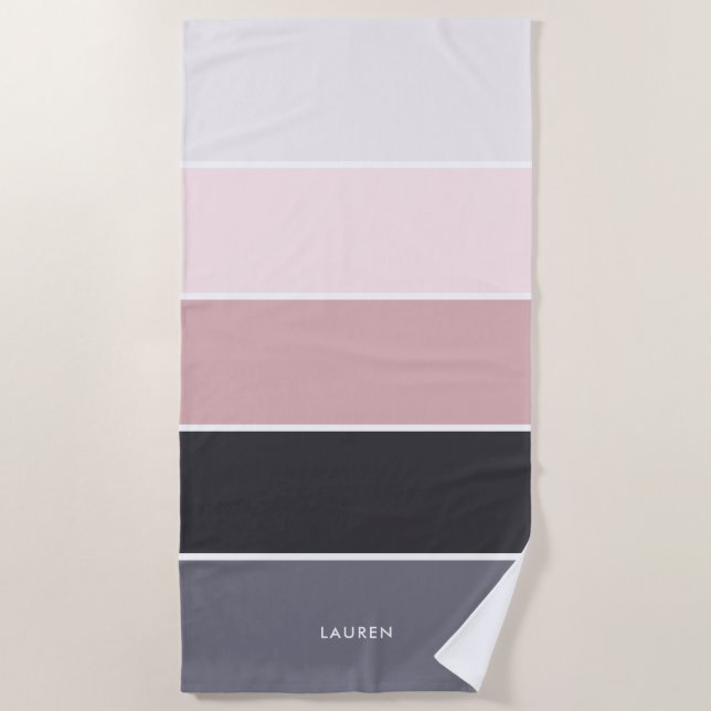 Toalla De Playa Rayas modernas y onduladas personalizadas (Anverso)