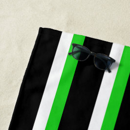 Toalla De Playa Rayas Negras Verdes Blancas