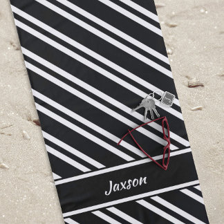 Toalla De Playa Rayas negras y blancas personalizadas