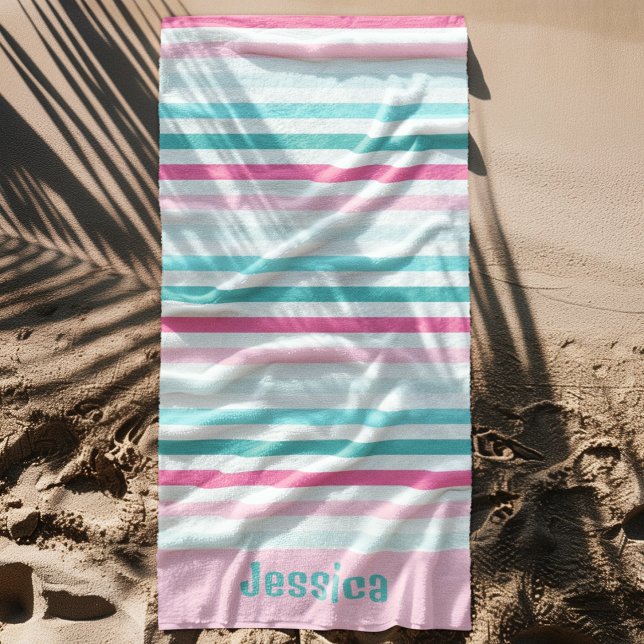 Toalla De Playa Rayas Pastel personalizadas (Subido por el creador)