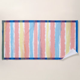Toalla De Playa Rayas Pastel rosa Azul Amarillo