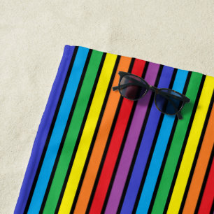 Toalla De Playa Rayas resumidas negro del arco iris