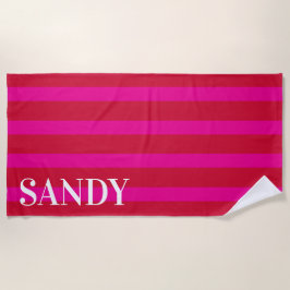 Toalla De Playa Rayas rosa fucsia personalizadas
