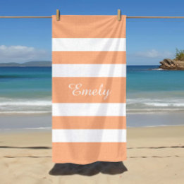 Toalla De Playa Rayas Rosa Melocotón Elegantes 