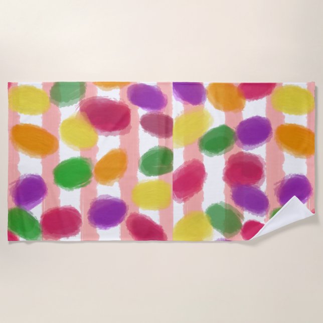 Toalla De Playa Rayas rosadas de caramelos de Pascua (Anverso)