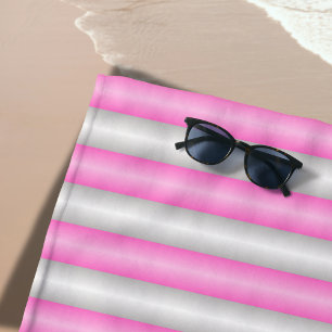 Toalla De Playa Rayas rosadas neón modernas con efecto 3D