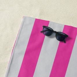 Toalla De Playa Rayas rosadas y grises