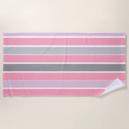 Toalla De Playa Rayas rosadas y grises