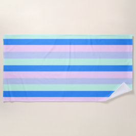 Toalla De Playa Rayas verdes de color azul, lavanda, rosa y pastel