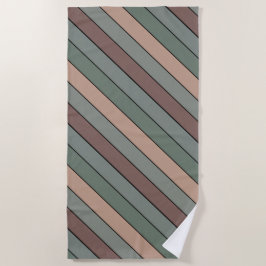 Toalla De Playa Rayas Verdes Y Negras Marrones Sobre Papel De Colo