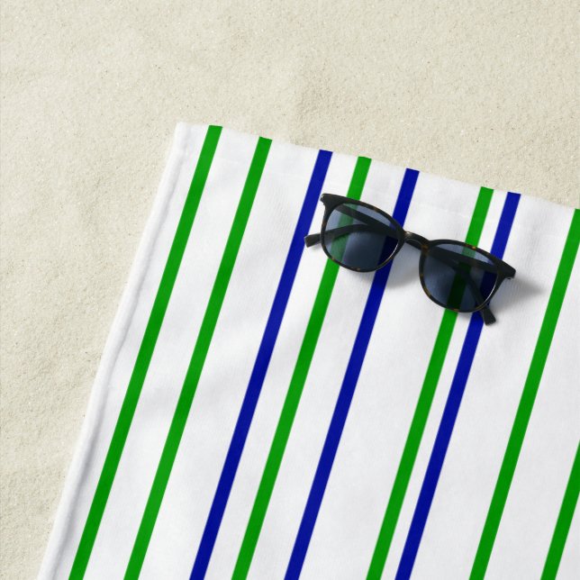 Toalla De Playa Rayas violeta azul verde patrón personalizado mode (In situ)