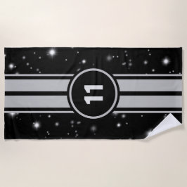Toalla De Playa Rayos de Carreras negro y plateado Starlight