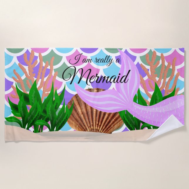 Toalla De Playa Realmente soy una sirena 🧜 ‍ ♀️ en el océano (Anverso)