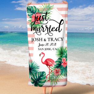 Toalla De Playa Recién Casados, Sr & Sra, Luna de Miel, Nombre Per