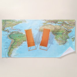 Toalla De Playa Reclinadores de tumbonas en vacaciones de mapas mu