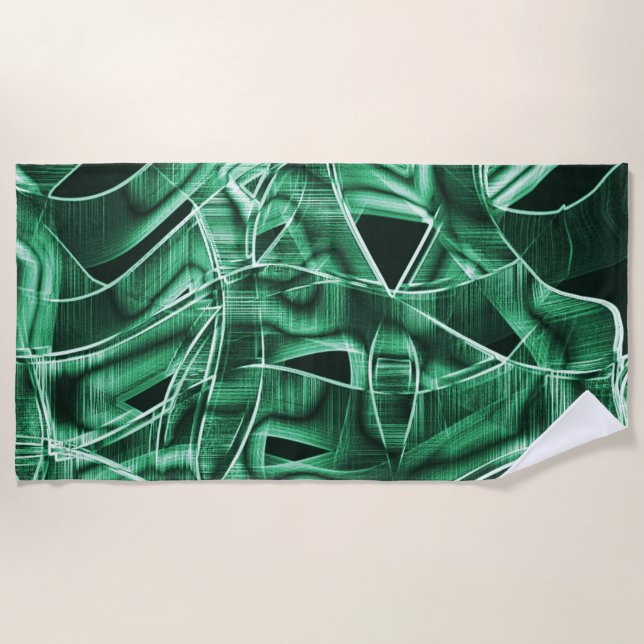 Toalla De Playa Recortes de acrílico verdes cruzados y superpuesto (Anverso)