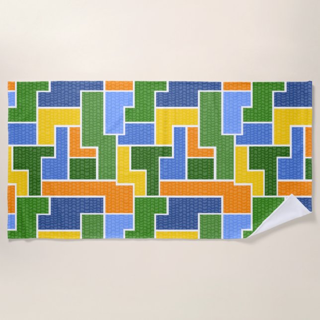 Toalla De Playa rectángulos coloridos (Anverso)