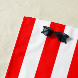 Toalla De Playa Red and White Cabana Stripes 