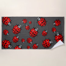 Toalla de playa Red Black Ladybugs